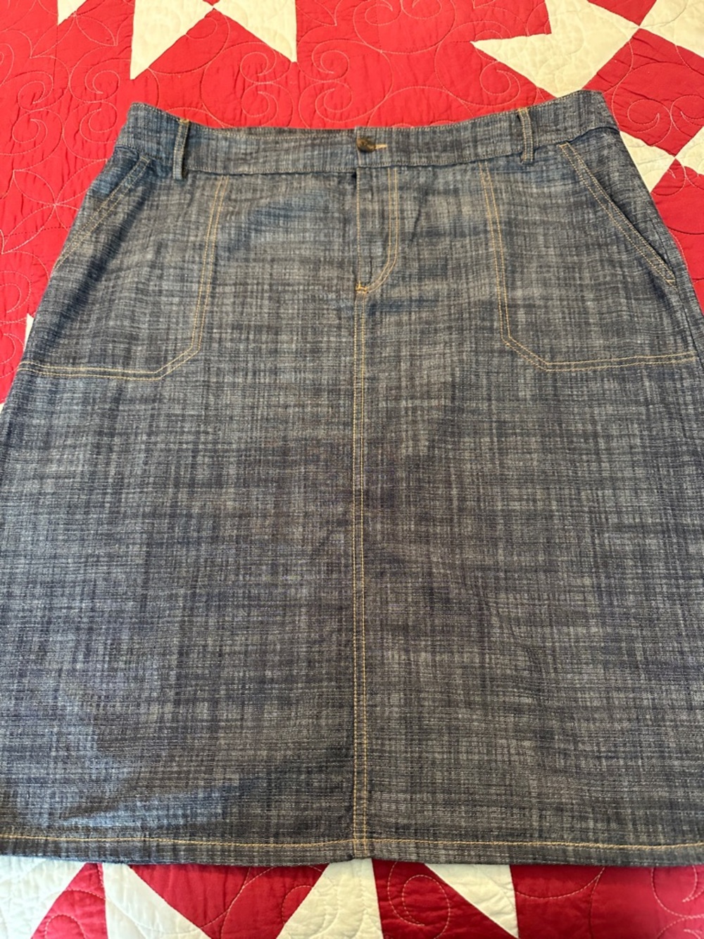 Liz Claiborne Denim-Look A-Line Skirt in Dark Blue Chambray